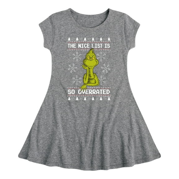 Dr. Seuss The Grinch - Christmas - Nice List Is Overrated - Toddler & Youth Girls Fit & Flare Dress