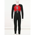thumbnail image 3 of DPOIS Kids Girls Shiny Rhinestone Long Sleeve Full Body Unitard Jumpsuit Red 6, 3 of 7