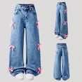 thumbnail image 6 of LILIYA Baggy Jeans for Girls Cute Bow High Waist Wide Leg Denim Pants Trendy Y2K Casual School Jeans for Girls and 12-14 Years, 6 of 8
