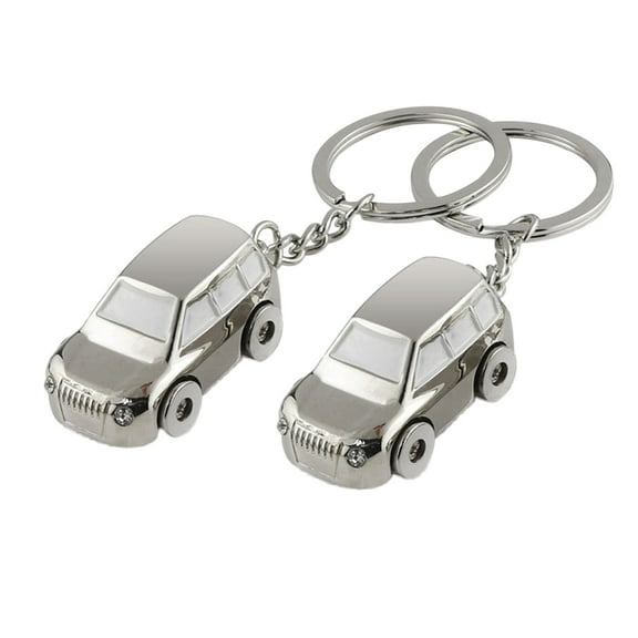 Zehuanyu 2pcs Mini Car Model Keychain Keyring Purse Bag Pendant Decoration Hanging Ornament Creative Gift (Silver)