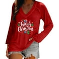 thumbnail image 2 of Craaazy Christmas Shirts for Women V Neck Long Sleeve Sweatshirt Christmas Print Pullover Tops Gifts, 2 of 5