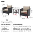 thumbnail image 7 of Ovios 3 Pieces Outdoor Patio Furniture All-Weather Bistro Set with Coffee Table and Wicker Chairs for Garden Balcony Backyard Yard, 7 of 7