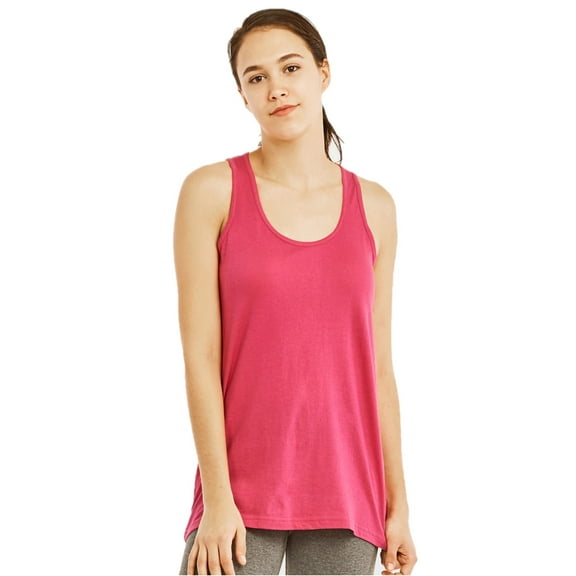 100% Cotton Women's Loose Fit Jersey Tank Top, Fuchsia S, 1 Count, 1 Pack