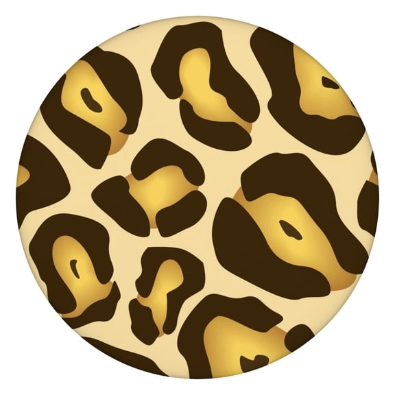 Gold and Brown Of Leopard Print Round Fitted Tablecloth with Elastic Edge,Dining Table Cover Waterproof,Outdoor Round Tablecloth for Camping,Dining,Indoor and Outdoor