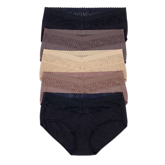 Felina - Stay In Place Hipster Underwear 5-Pack - Breathable Cotton Modal Panties Mid-Rise No-Dig Comfort