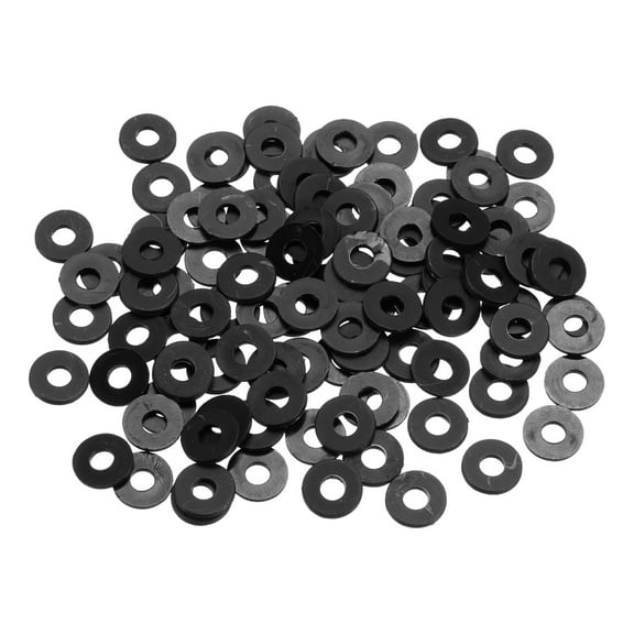 155Pcs M4 Nylon Flat Washers Plastic Washer 4mm ID 8mm OD 1mm Thick, Black