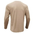 thumbnail image 5 of Curuila Mens Shirt Spring Autumn Solid Color Pullover With Button Crew Neck Long Sleeve T Shirt Comfortable Sweatshirt Beige Size L, 5 of 7