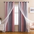 thumbnail image 1 of Cortinas opacas XiDi Dream Star para habitación infantil, rosa y gris, 1 of 8