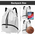 thumbnail image 3 of Sports Drawstring Gym Bag, Waterproof Drawstring Backpack with Side Mesh Pockets, Sport Bag with Shoes Compartment for Women Men - (Grey), 3 of 7