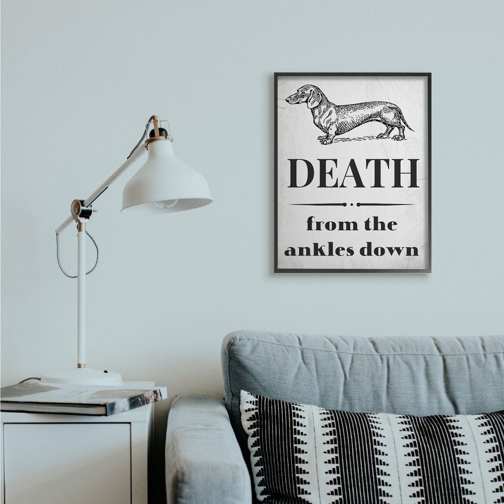 Stupell Industries Funny Dachshund Dog Ankle Quote Family Pet Framed Wall Art Design by Daphne Polselli, 24" x 30", Black Framed