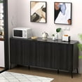 thumbnail image 2 of 63 Inch Black Fluted Buffet Cabinet, 4-Door Modern Sideboard Storage Credenza - Wood Accent Console for Living Room/Kitchen/Entryway, 2 of 7