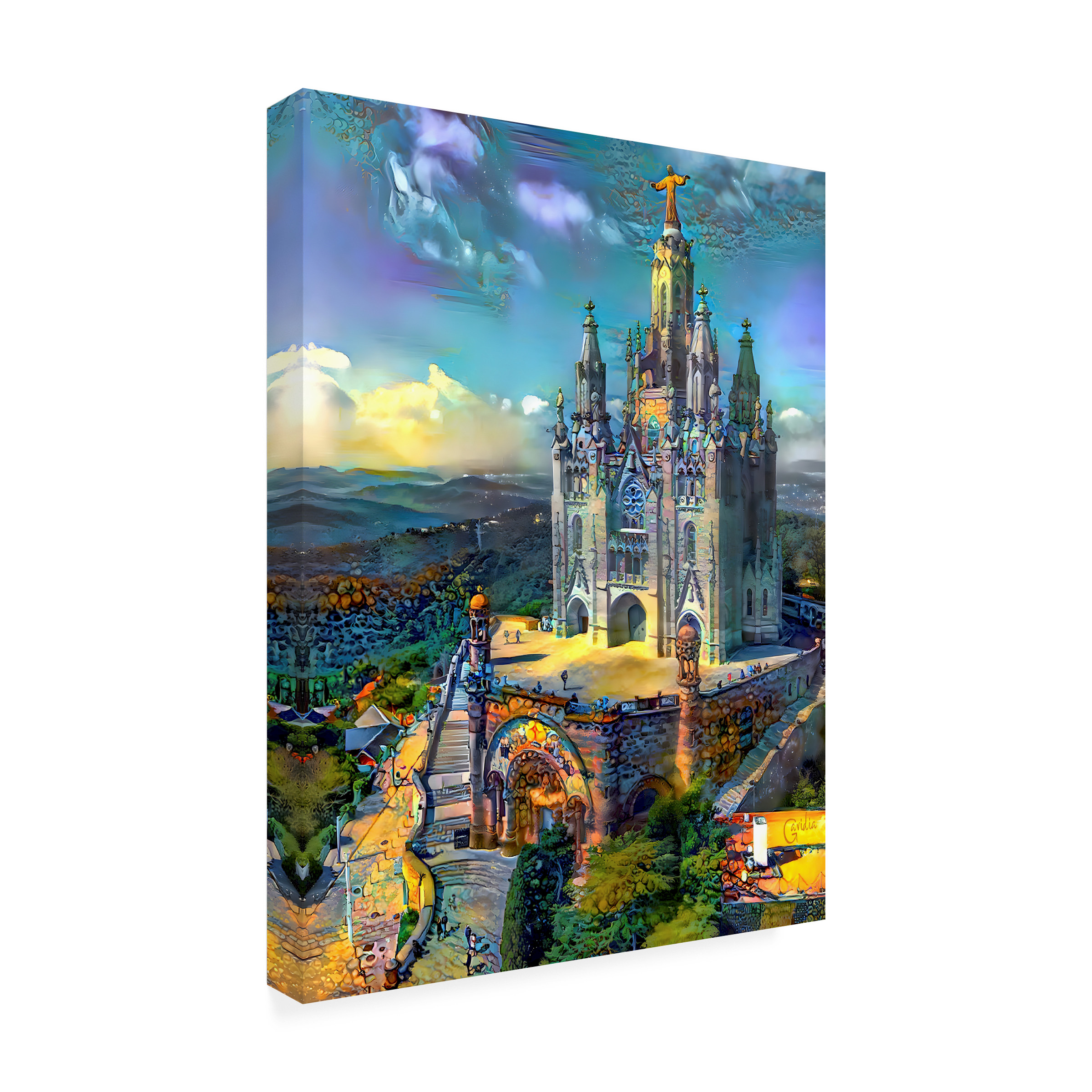 Canvas Wall Art - Pedro Gavidia 'Barcelona Spain Tibidabo Church' Wall Art for Living Room, Bedroom, or Office DÃ©cor by Trademark Fine Art - 18 x 24 Inches