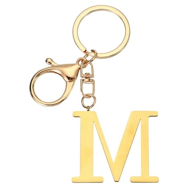Uxcell Initial Letter Key Chain, Letter A-Z Keychain Initials Keyring Alphabet Keyrings for Keys, Golden (M)
