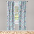 thumbnail image 2 of Ambesonne Travel Curtains, Stamps From Countries Art, Pair of 28"x63", Pastel Brown Blue and Green, 2 of 4
