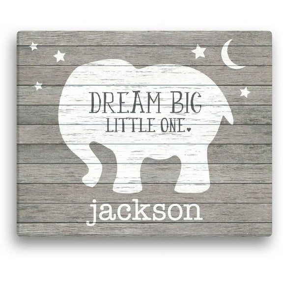 Personalized Dream Big Little One 16" x 20" Elephant Canvas