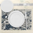 thumbnail image 3 of Ambesonne Navy Blue Place Mats Set of 4, Wild Monochrome Flowers, Standard Size, Dark Petrol Blue Coconut, 3 of 5