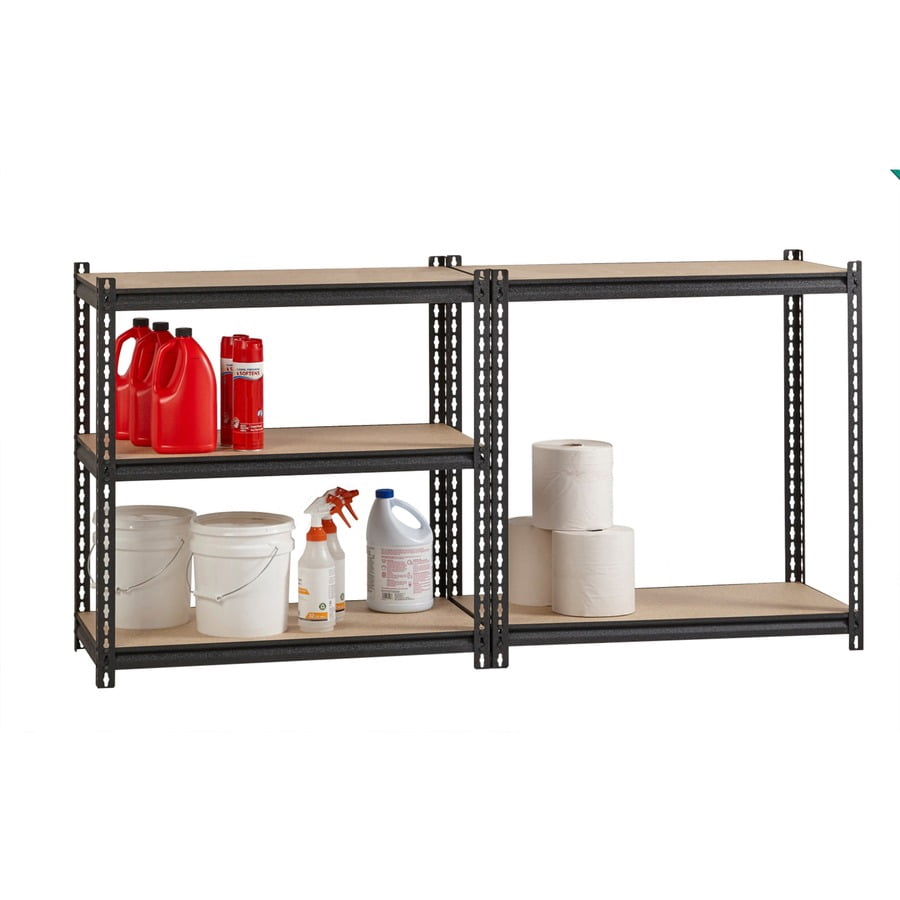 Lorell 2,300 Lb Capacity Riveted Steel Shelving - 72" Height X 36" Width X 18" Depth - 30% Recycled - Black - Steel, Particleboard - 1 Each