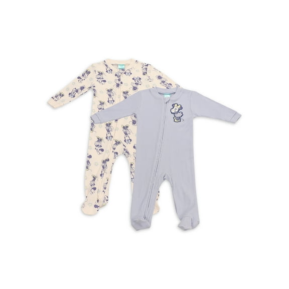 Disney Newborn Baby Girls Coverall, 2 Pack Rib Footie. Sizes 0/3 Months - 3/6 Months - 6/9 Months