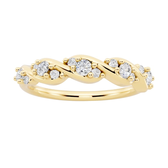 Bling Craft Moissanite Twisted Rope Eternity Wedding Band Ring for Women 14K Yellow Gold Plated 925 Sterling Silver Stackable Anniversary Engagement Ring Jewelry Gift for Her 1/4 Cttw D Color VVS1 4