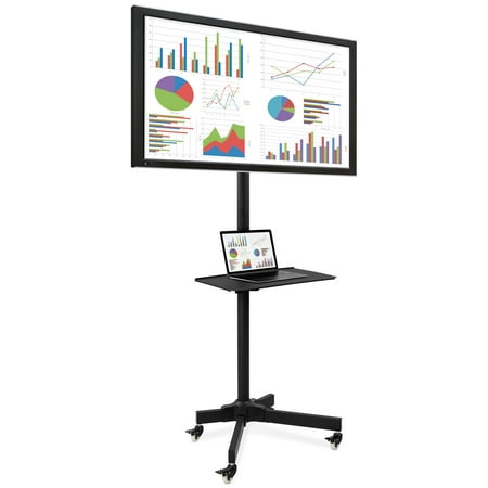 UPC: 8181030244090 | Mount-It! Metal Pedestal TV Stand Screens up to 55 Black (MI-1876)