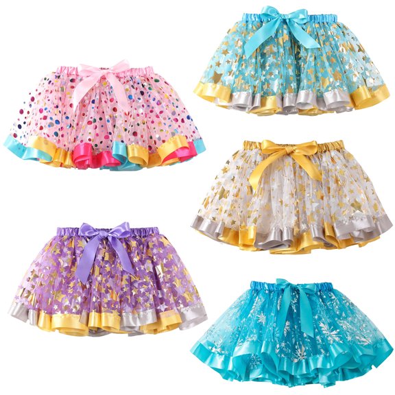 Fozruso Tulle Tutu Skirt for Girls Kids Girls Ballet Skirts Party Star Tulle Dance Skirt(Blue)