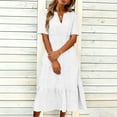 thumbnail image 5 of Admvng Womens Dress Tiered Solid V Neck Short Sleeve Casual Spring and Summer Comfy Dresses, 5 of 6