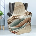 thumbnail image 3 of Ambesonne Nautical Fleece Throw Blanket Serene Horizon Sailboat 70"x90" Tan Sepia and Pale Seafoam, 3 of 5