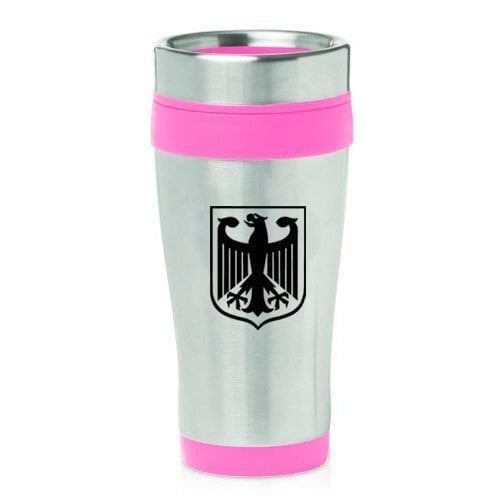 16oz Insulated Stainless Steel Travel Mug Coat of Arms Germany Eagle (Hot Pink),MIP by