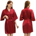 thumbnail image 1 of Fjuchai Women's Silk Satin Robes Silky Night-Robe Short Bathrobe Sleepwear Short Robe Solid Color Pjs S-XXL, 1 of 7