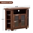 thumbnail image 4 of PHOYAL Farmhouse Corner TV Stand for TVs up to 48 Inchs with 2 Doors and Storage Shelves, Walnut, 4 of 7