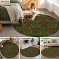 thumbnail image 5 of Round Rugs 6Ft, Vintage Red Roses Round Area Rug Washable Indoor Throw Carpet, Green Abstract Art Floral Ethnic Soft Non Slip Circle Rug for Office Cabinet Home Decor Aesthetic, 5 of 8