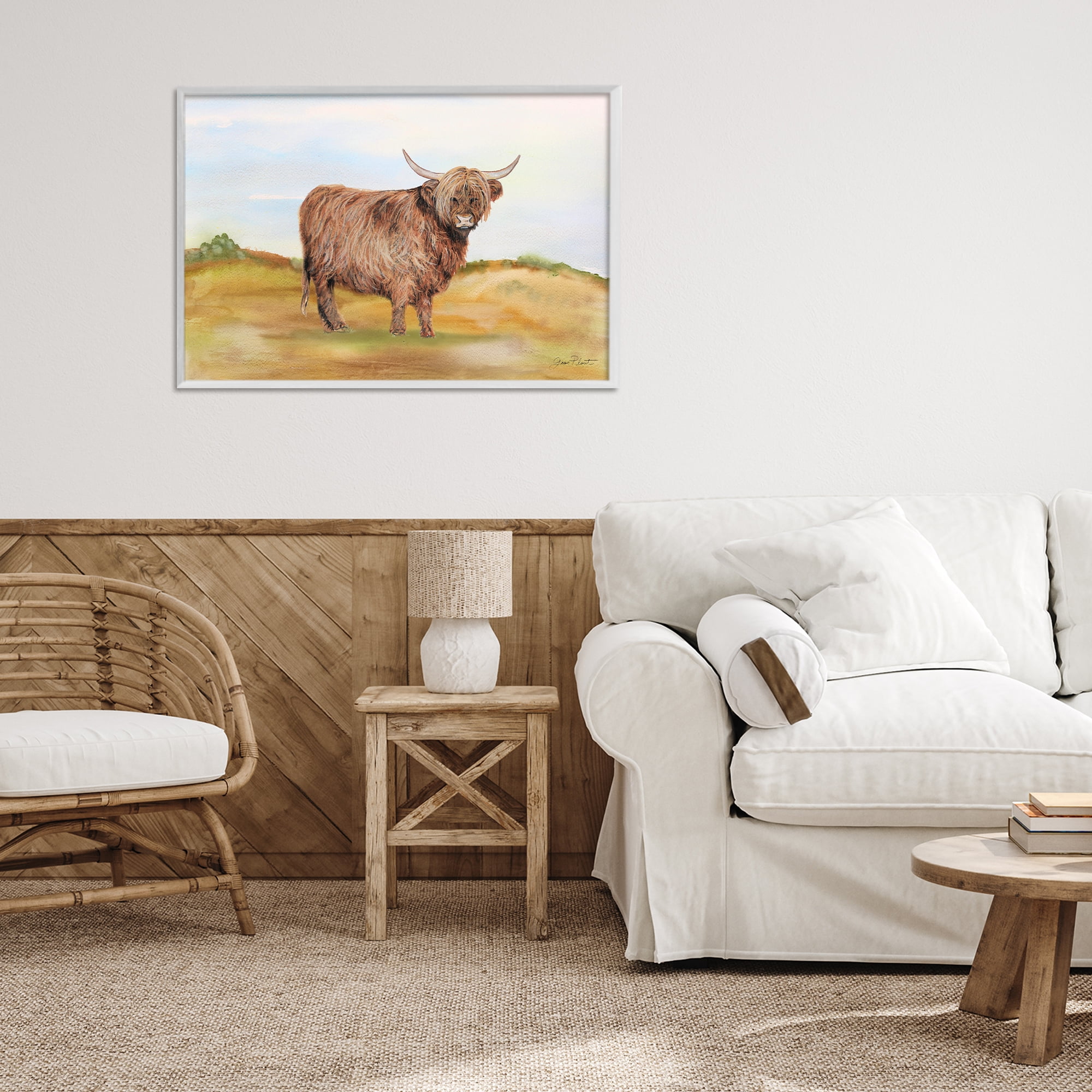 Farm Animal In Pasture White Framed Giclee Art, design by Jean Plout