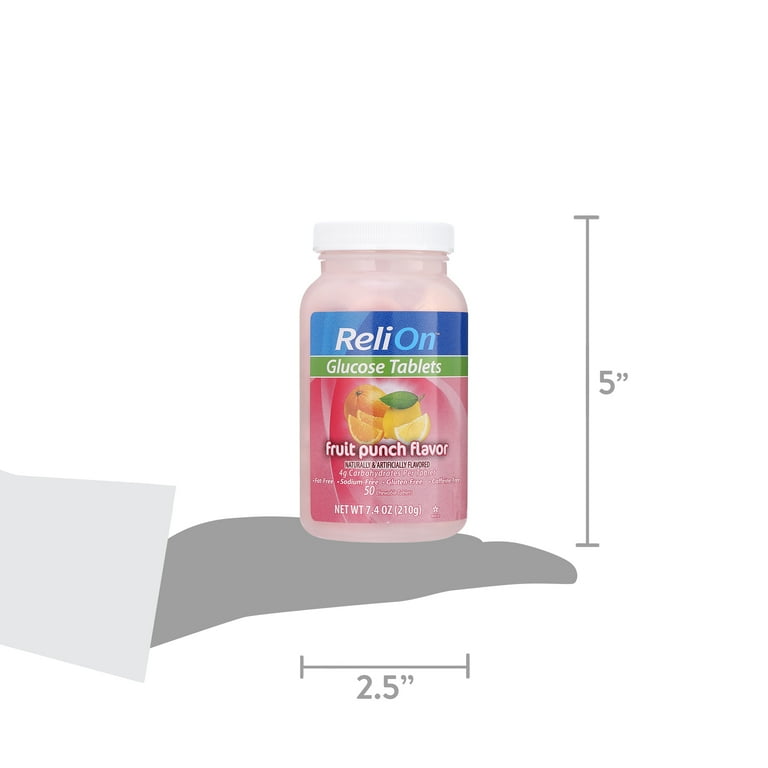 ReliOn Glucose Tablets, Tropical Fruit Flavor, 50 Count