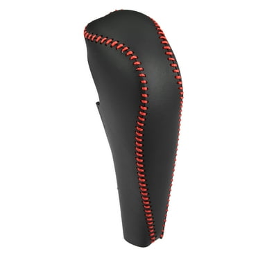 Unique Bargains Gear Shift Lever Cover Interior Gear Shift Knob Trim for Honda Civic 9th 2012-2015 Black Red Stitches