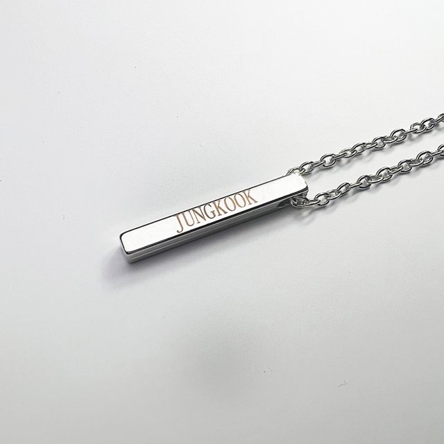 Collar De Cadena De Metal Grabado Con Nombre De BTS K-POP Moda Oro Plata Negro Colgante Abanico Regalo