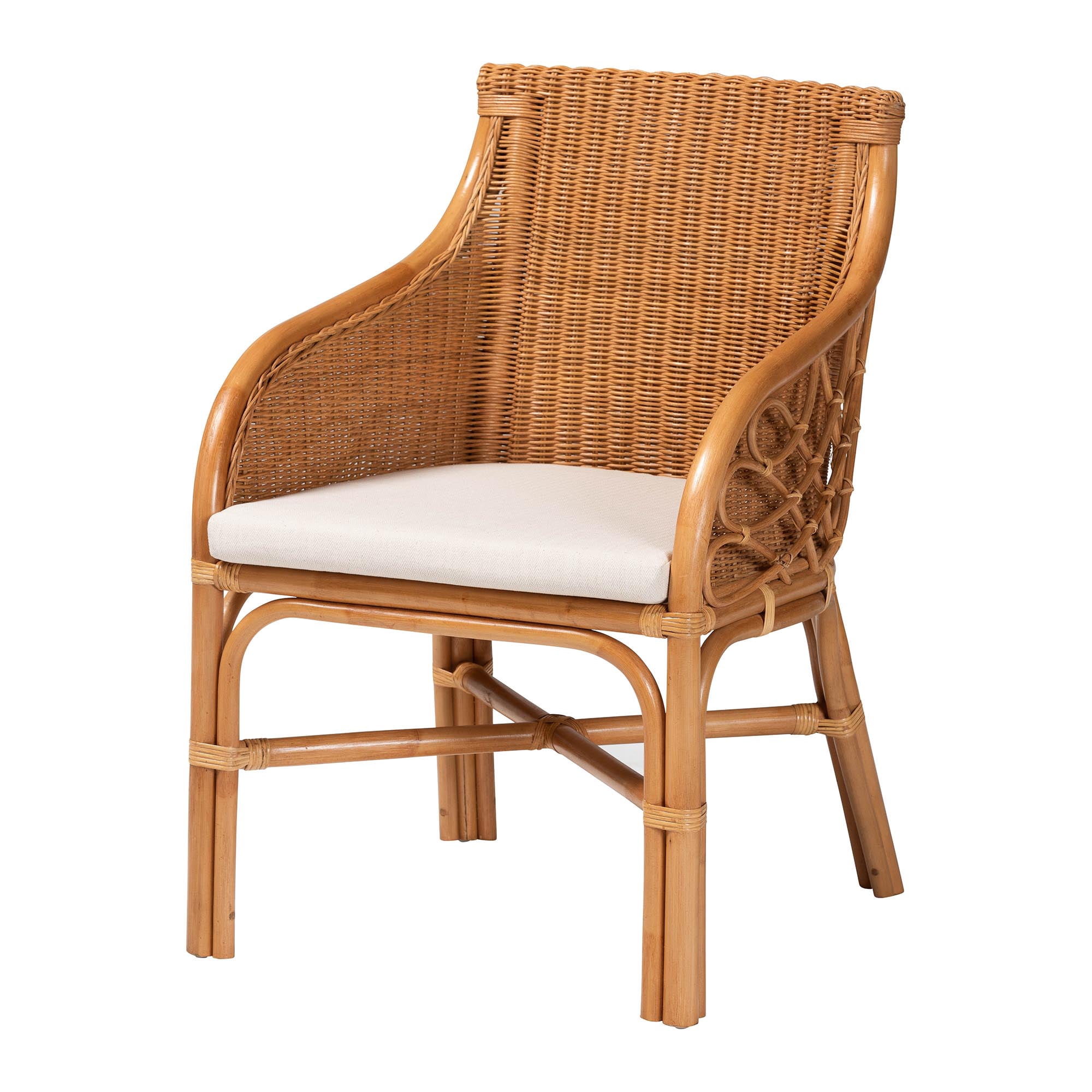 bali & pari Carolyn Boho Arm Chair, Light Honey