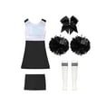 thumbnail image 4 of iiniim Tenues de Cheerleader pour Filles, Uniformes de Cheerleading pour Filles de Lycée, Robe de Danse avec Pompons, Blanc&Noir 10, 4 of 5
