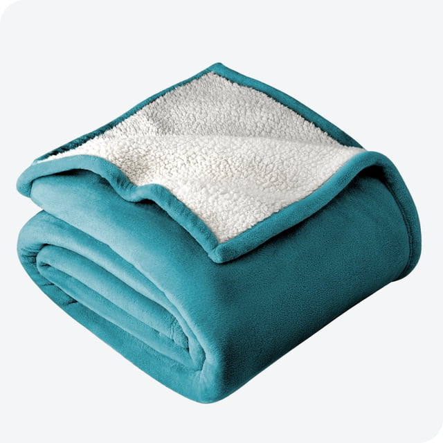Bare Home Plush Sherpa Bed Blanket - Fluffy & Soft - Reversible - Lightweight - Twin/Twin XL, Caribbean Sea