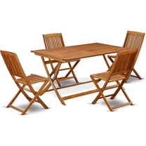 AECM5CWNA - Modern Table with 4 Arms Less Patio Chairs- Natural Oil Finish
