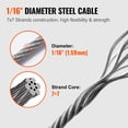 thumbnail image 3 of VEVOR T304 Stainless Steel Cable Steel Wire Rope 1/16" 328 ft 7x7 Cable Railing, 3 of 9