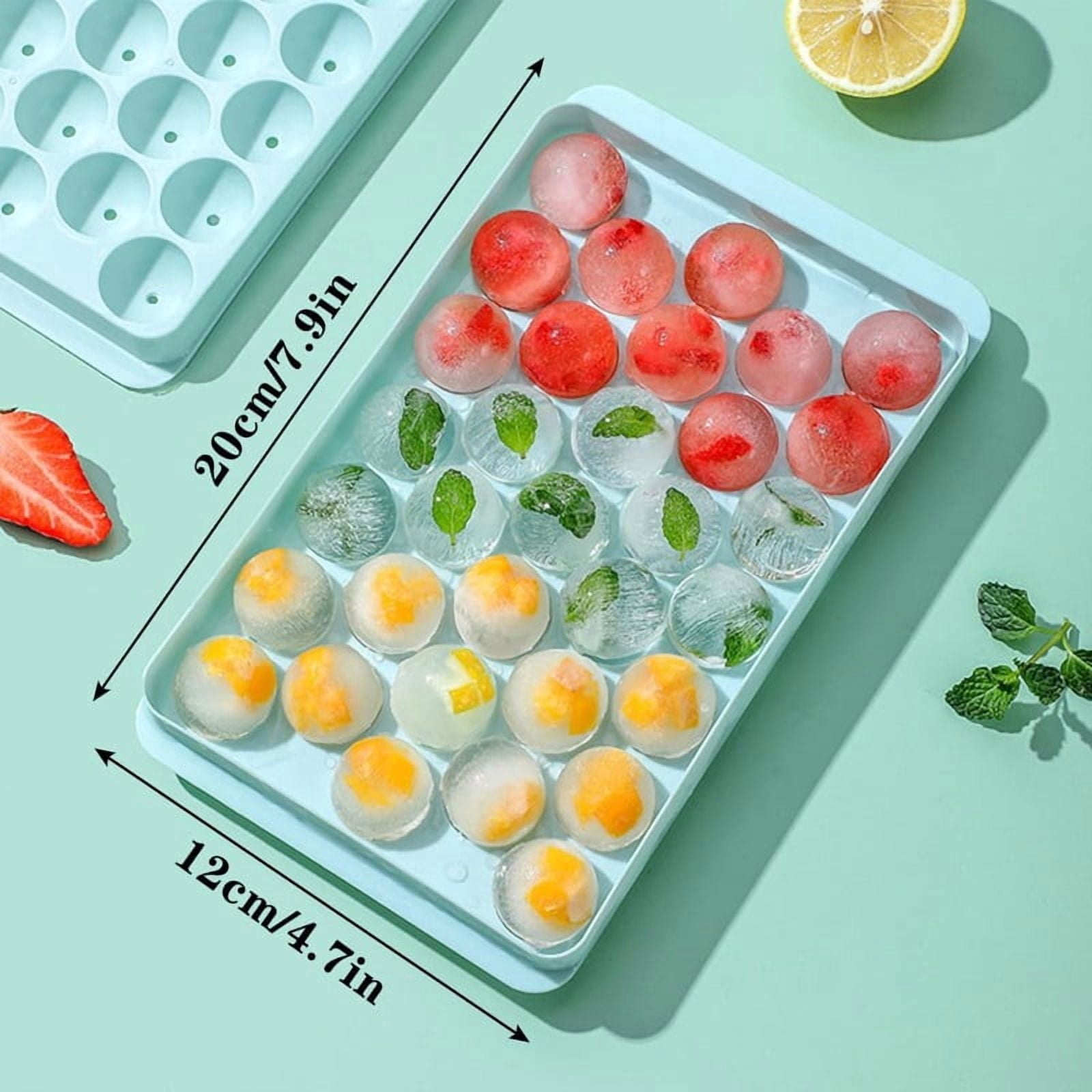 Reusable Sphere Ice Cube Maker, 33-Grid Round Ice Tray with Lid, Easy Release Ice Mold for Whiskey, Cocktail, and Coffee