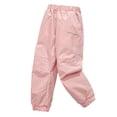 thumbnail image 2 of inhzoy Kids Girls Windproof Water Resistant Jogger Pants Elastic Waist Casual Long Trousers Sweatpants Pink 150, 2 of 5