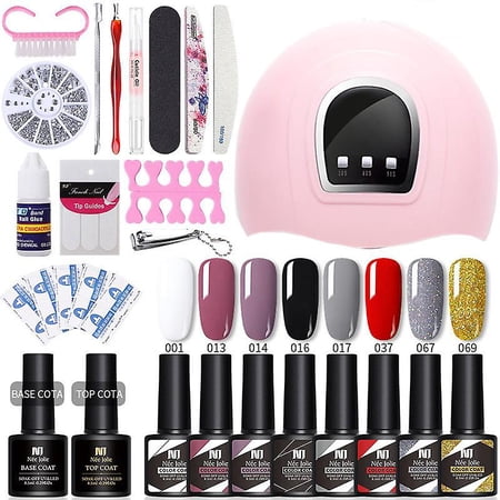 Kit Color Gel 8 Colors Gel Nail Polish Starter Kit With Uv/led Light, Nail Dryer&base ...