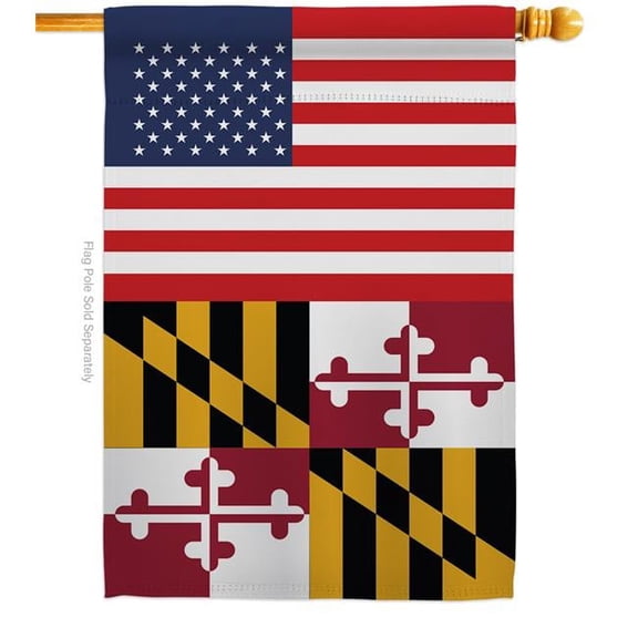 Americana Home & Garden H140771-BO 28 x 40 in. USA Maryland American State Vertical House Flag with Double-Sided Decorative Banner Garden Yard Gift