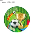 thumbnail image 4 of Tema de campeón de fútbol verde, Baby Shower, fútbol, vajilla desechable, vasos de papel, servilletas, platos, decoración de cumpleaños, 4 of 5