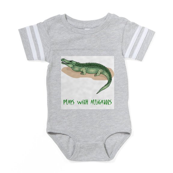 CafePress - Plays With Alligato... - Cute Infant Baby Football Bodysuit