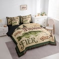 thumbnail image 2 of Feelyou Tribal Western Country Fishing Twin Bedding Sets for Men Boys, Vintage River Animal Bedding Comforter Set, Brown Green, Black Reversible, 7pcs, 2 of 7