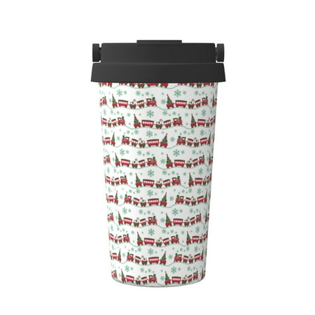 

Pofeuu Christmas Train Print Coffee Mug Iced Coffee Tumbler Cup Double Wall Vacuum Leak-Proof Thermos Mug CoffeeThermos Travel Mug