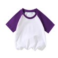 thumbnail image 4 of Linfrsh T-Shirts for Boys Girls 2025 Summer Trendy Patchwork Shirts Toddler Crew Neck Short Sleeve Tshirts Kids Soft Cotton Loose Fit Casual Tee Tops(Purple,9-10 T), 4 of 7