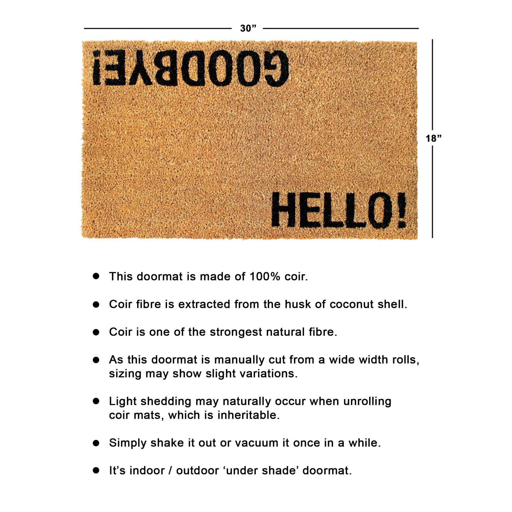 RugSmith Black Machine Tufted Hello-Good bye Doormat, 18" x 30"